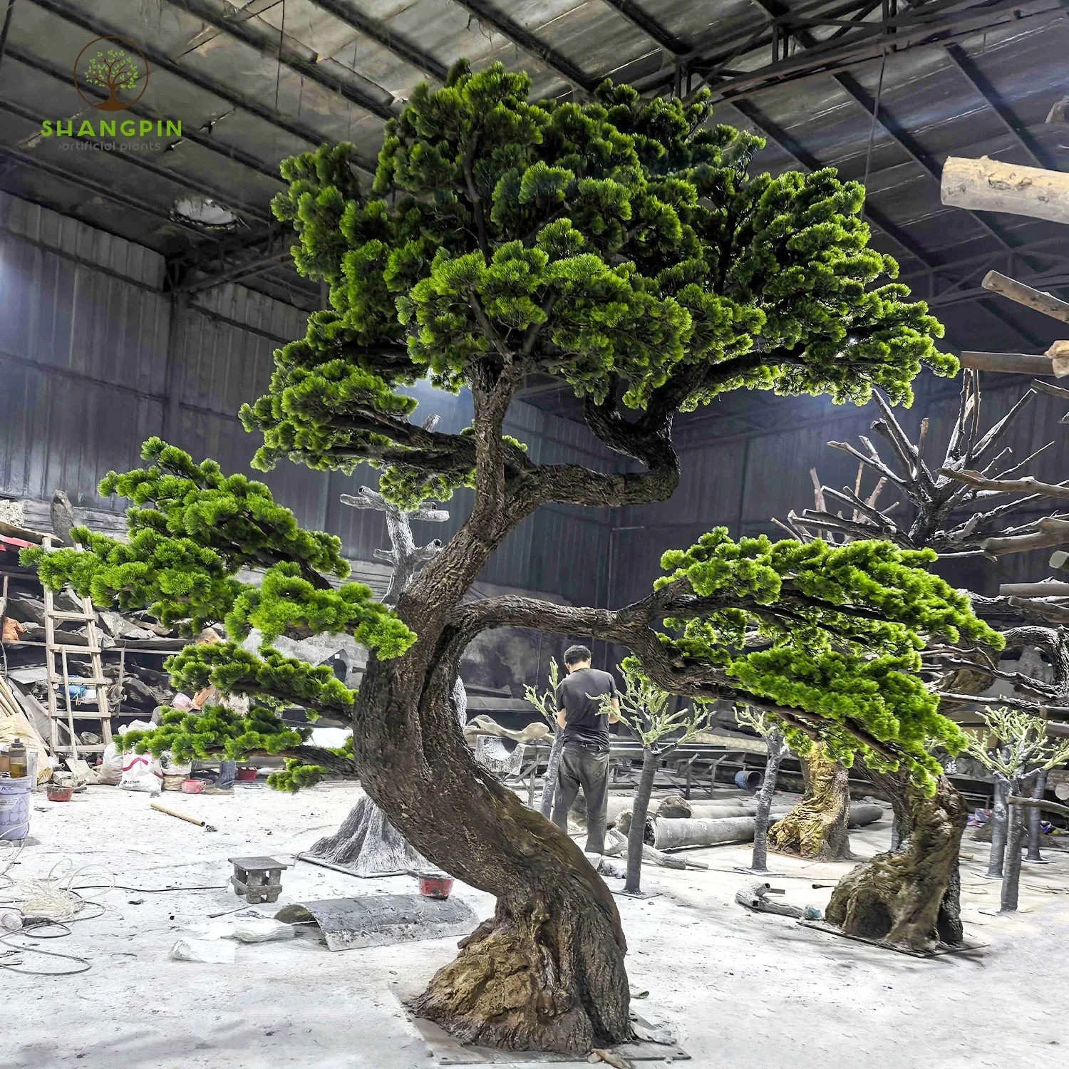 100% Handmade Green Artificial Pine Bonsai Tree - Realistic Faux Tree for  Indoor Restaurant Decor & Garden Centerpieces