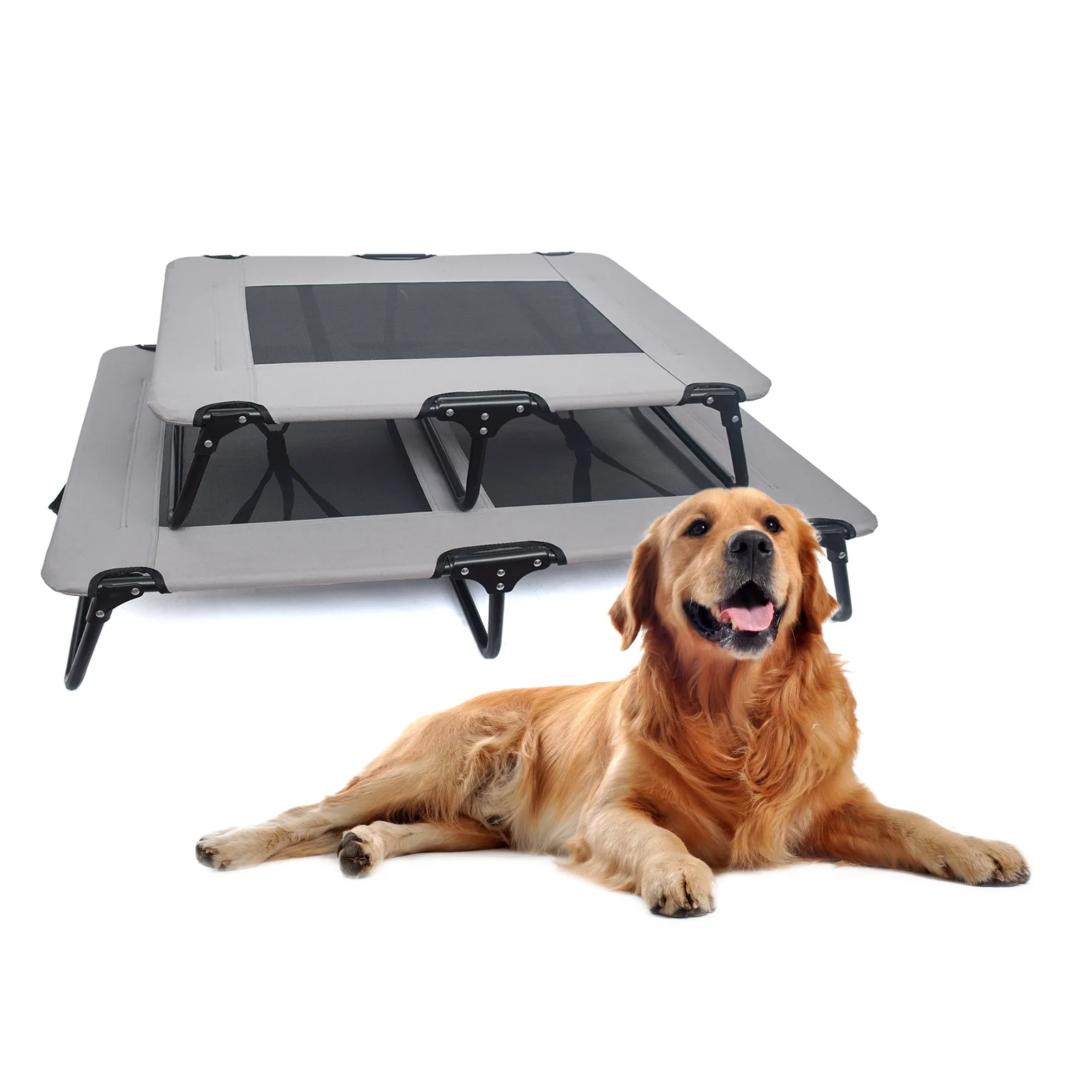 High Quality Foldable Dog Bed Not Require Install Breathable Oxford Mesh Cover Outside Pet Bed