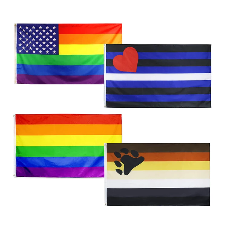 Customize Logo 3x5 Polyester Gay Pride Flag Canada Leaf Maple Bisexual Banner Wholesale 