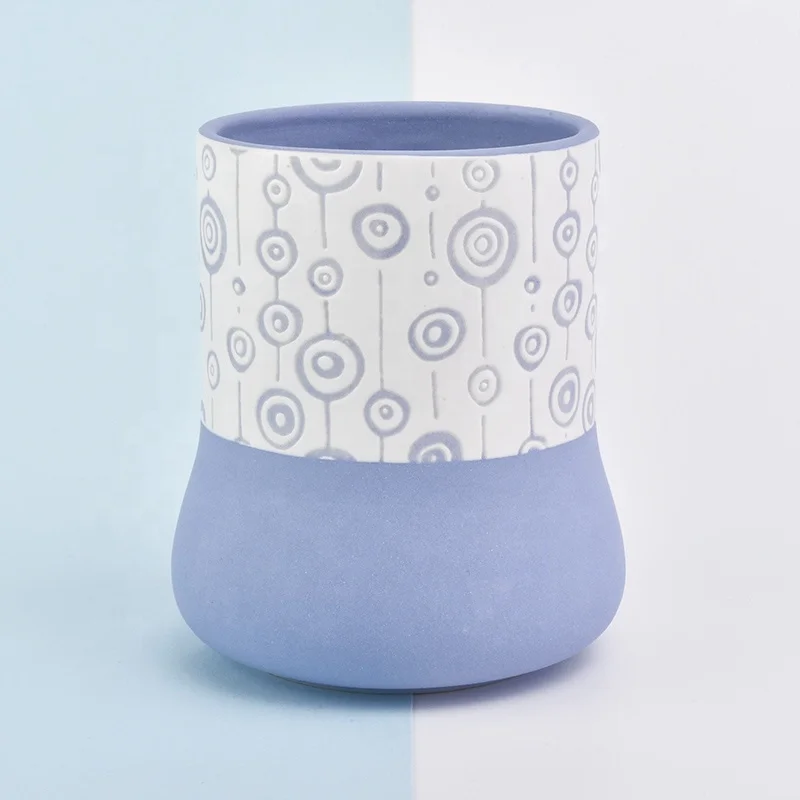 Blue glazed custom candle scented votive holder church ceramic jars party decoration suppliers