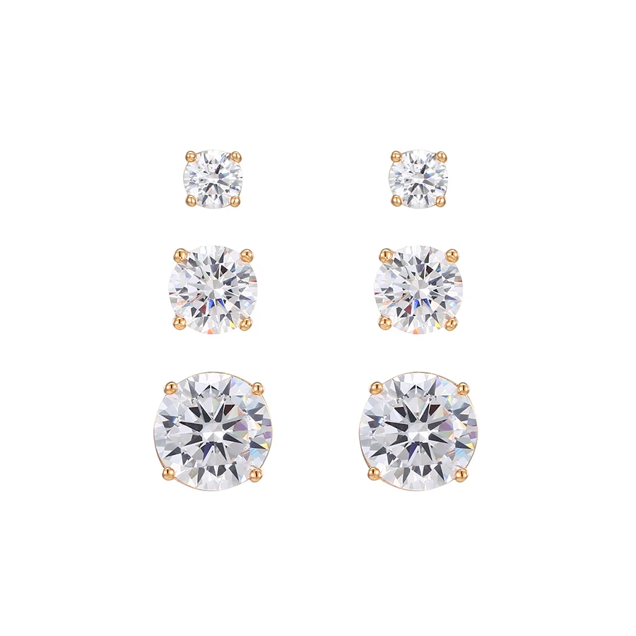 

97121 Simply design light weight women jewelry 18k gold plated circular shaped gemstone stud earrings