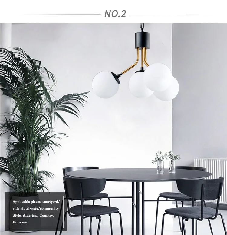 Hot Selling Modern Spider Shape Iron With Milk White Glass Ball Pendant Lamp
