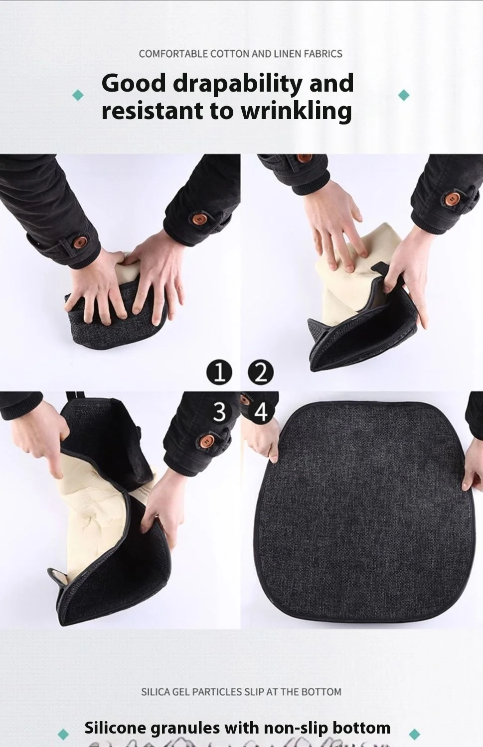 Universal Four-Season Car Seat Cushion Set Breathable Cotton Linen Rear Single Seat for Summer Use details