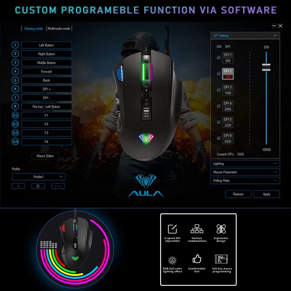 aula gaming mouse software download