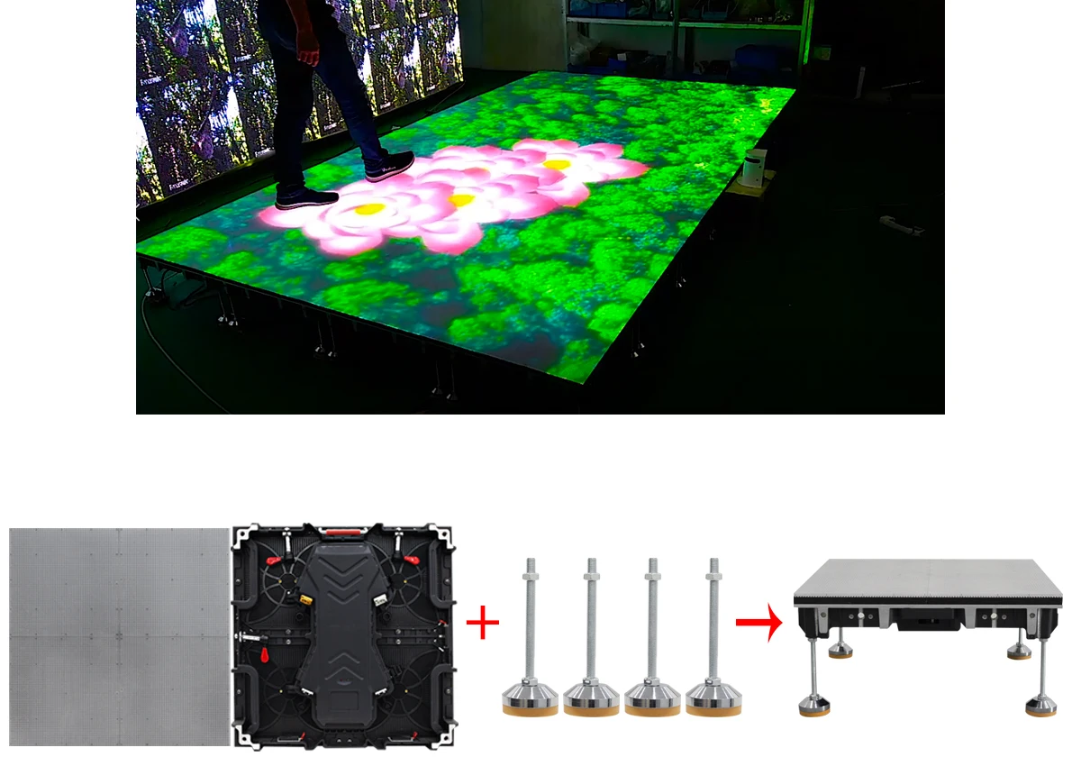 Led Screen Indoor Outdoor Led Dance Floor Advertising P3.91 P4.81 500*500mm Led Display Waterproof floor display screen