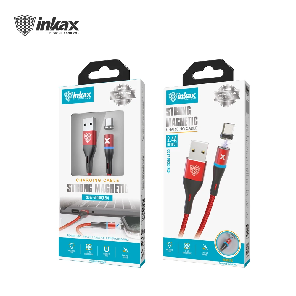 2020 New Hot sale inkax CK-97-MICRO USB Cable 1M 2.4A Strong Magnetic Charging Cable Metal Connector Braid Jacket - ANKUX.COM