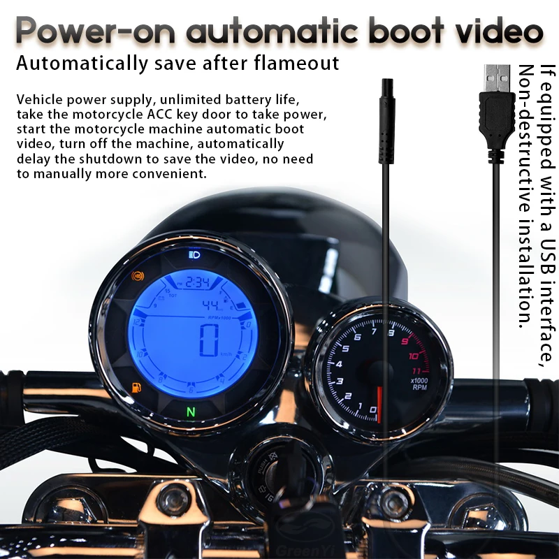 WiFi GPS  Motorcycle DVR Dash Cam Full HD 1080P 1080P Front Rear View Waterproof Motorcycle Camera Black Recorder Box