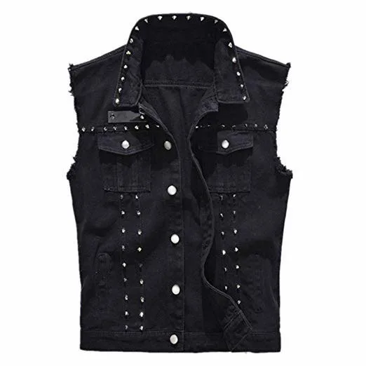 black denim sleeveless shirt