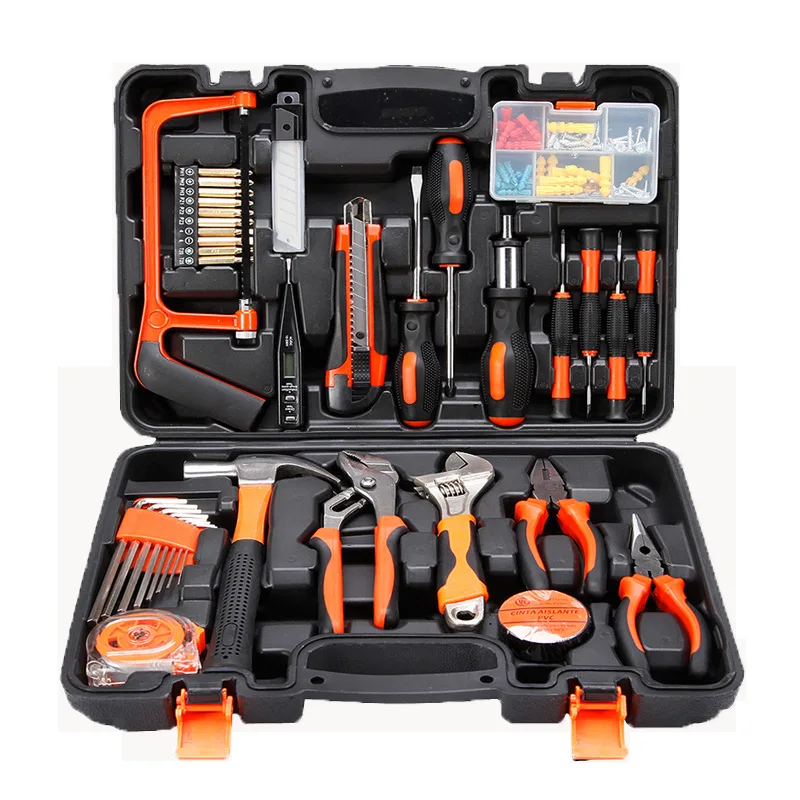 Komax Electrician Carpenter Repair Hand Tools Set Household Tool and Screwdriver Gift Set in a Toolbox for Home & Garden Use