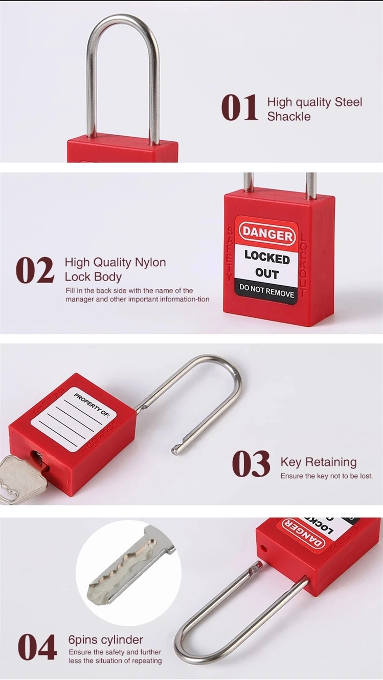 Steel Beam Safety Dust-Proof Nylon Padlock Lockout Tag Out Isolation Lock 