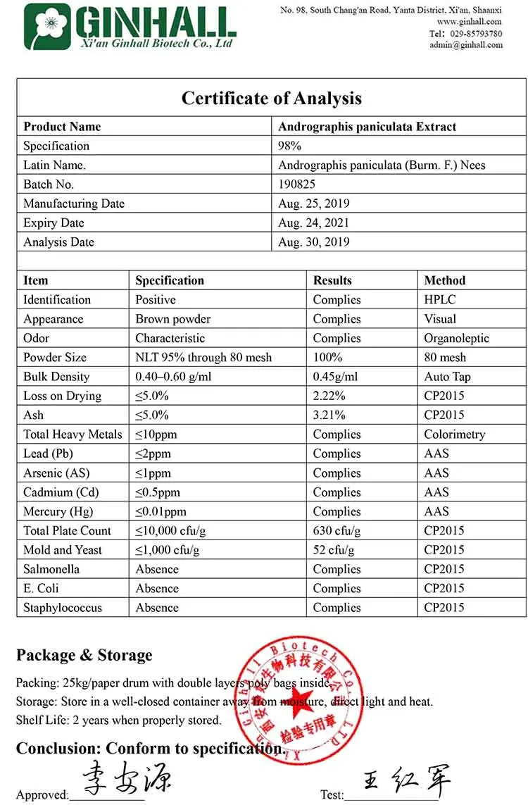 Fast delivery andrographis paniculata extract 98% Andrographolide for Anti-inflammatory
