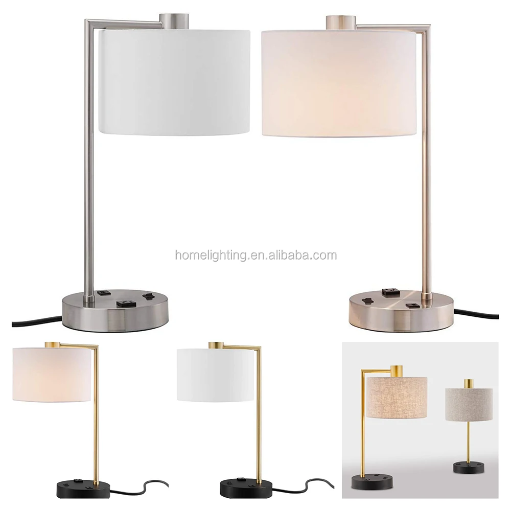 Jlt7002 Hotel Guest King's Room Bedside Table Lamp With Outlet & Usb Port Builtin Rocker