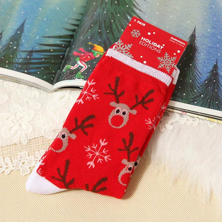 Wholesale Hot Sale Cotton Women Christmas Socks Cheap Cute New Year Red Socks