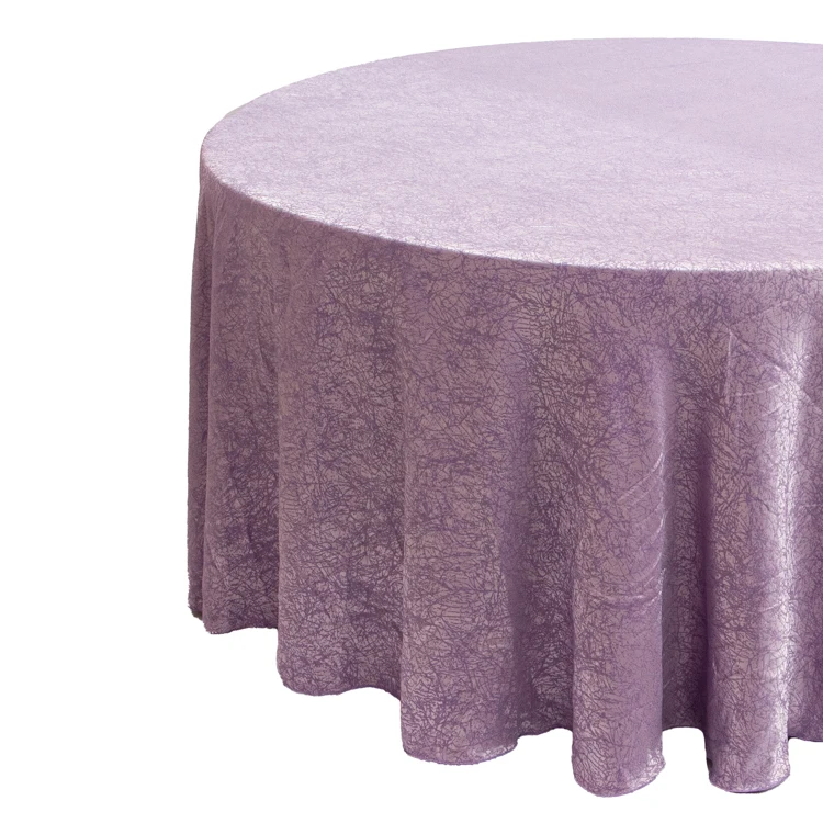Wholesale Customized Home Decor Purple Jacquard velvet Fabric Round Table cloth for Wedding Party Decoration Tablecloth