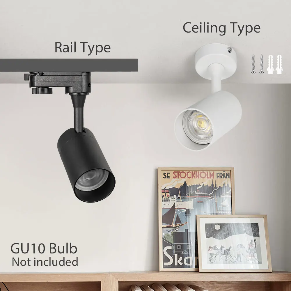 GU10 Spotlight Ceiling AC Home Shop Aluminum Rail Home Shop Aluminum Rail Track Lights