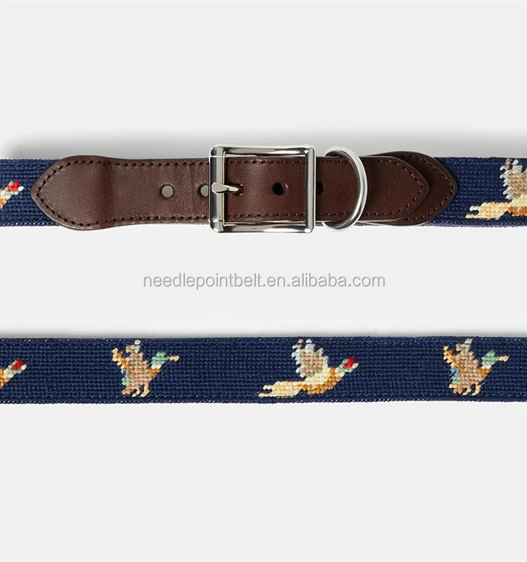 Foulden Pheasant Needlepoint Leather Dog Collars Custom Buy Leather