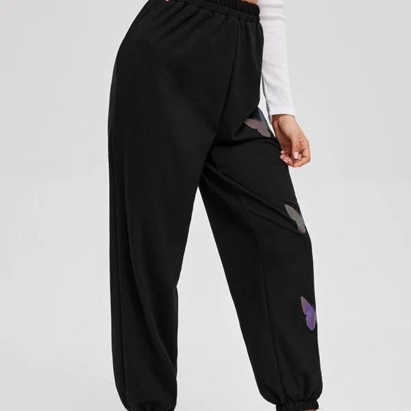 2021最活跃的需求新设计热卖反光蝴蝶运动裤