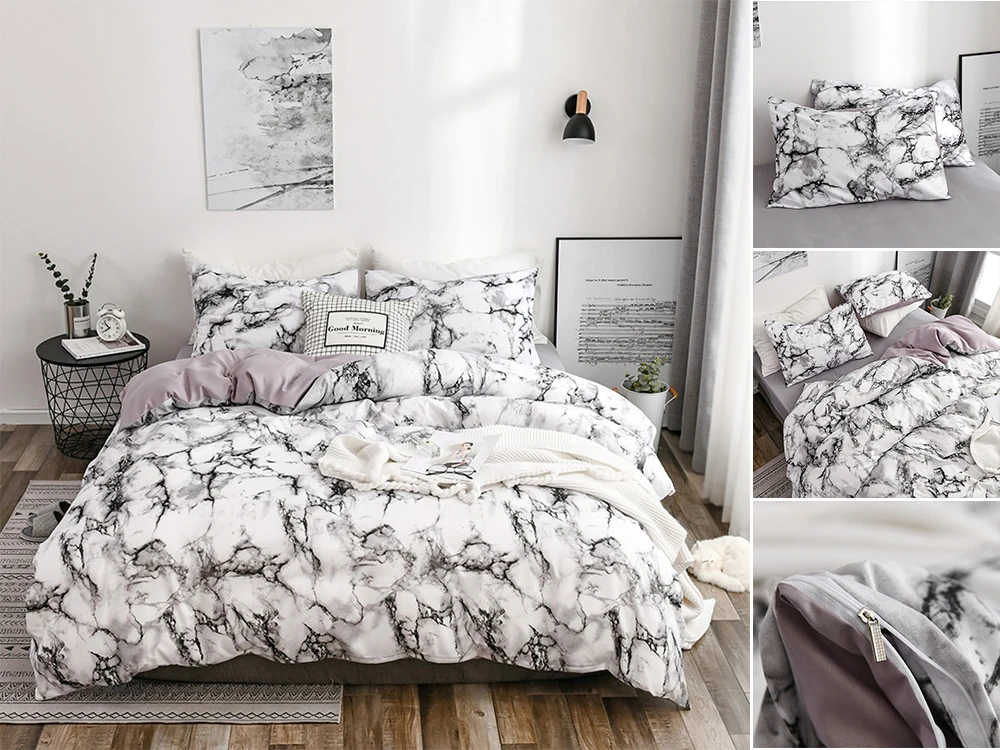 Wholesale Marble Bed Sheet Bedding Sets,Marble Printing Bedsheets Bedding Sets,Us Uk Size