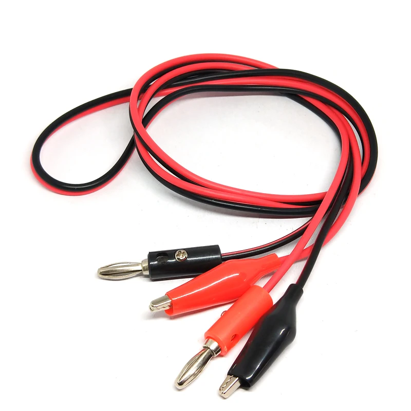 10pcs 4mm Banana Plug to 35mm Alligator Clip Multimeters Power Supply Cable Wire 