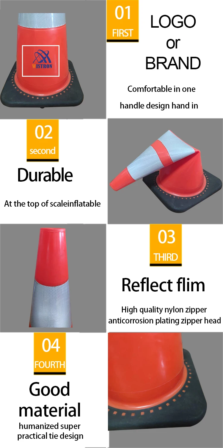 Multi Functional Black Base Traffic Cone Manufacturers Conos Seguridad