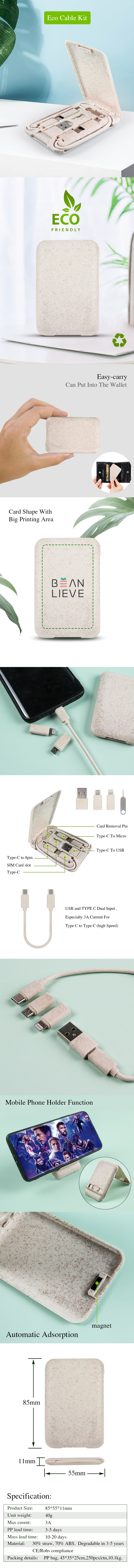 Multifunction Survival Card usb c to usb c Charging Cable converter SIM Eject Pin eco friendly Phone Holder for Travel Gift - ANKUX.COM