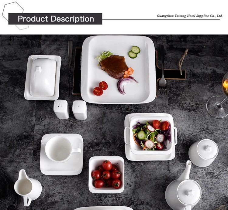Customized Plate Porcelain Square Dinnerware Set,Dinnerware Sets Luxury Ceramic,Restaurant