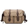 retro canvas cross body bag with laptop and front pockets for hiking men