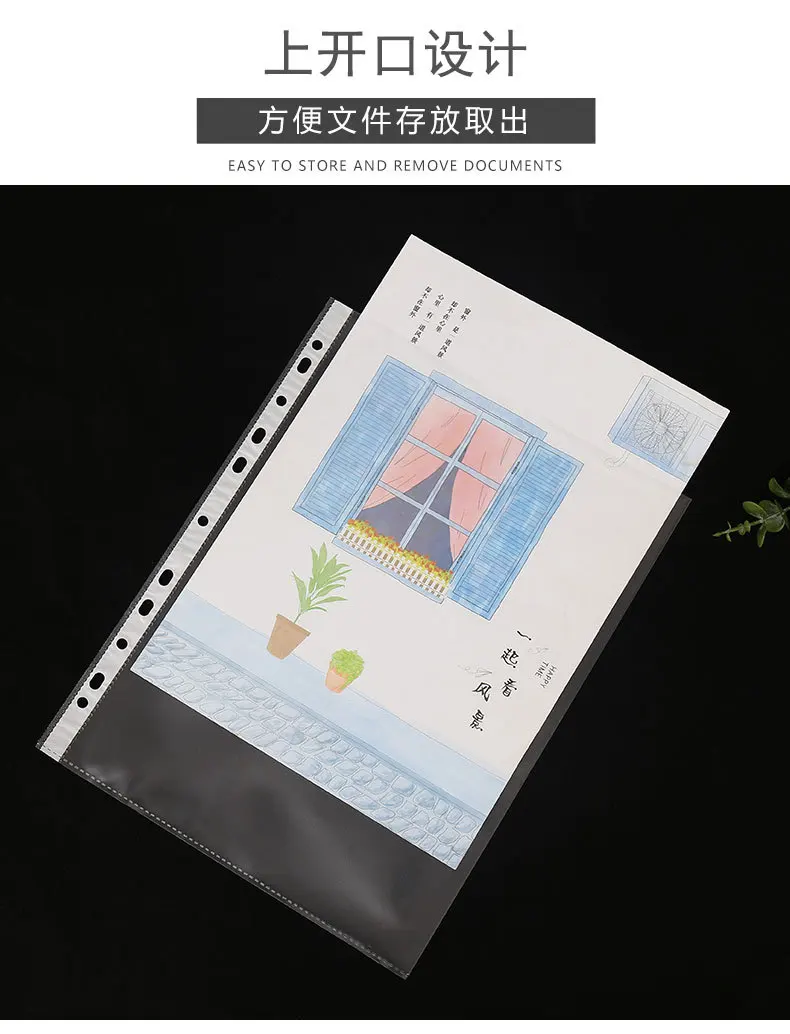 Loose Leaf 11 Holes A4 Paper File Folders 8c Transparent Pp Waterproof