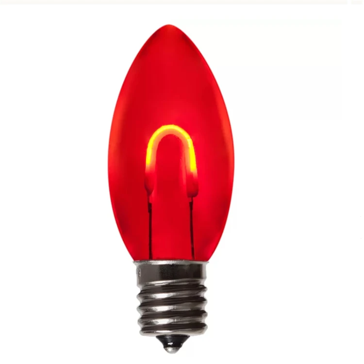 C9 Red Acrylic FlexFilament LED Vintage Christmas Light Bulb Transparent