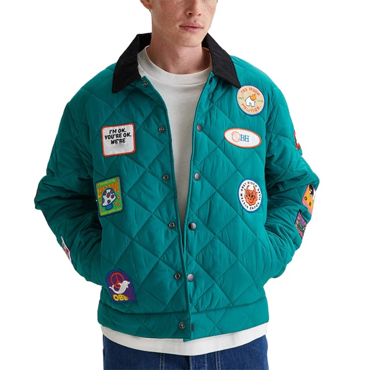 Oem Custom Winter Casual Embroidery Patches Quilted Bomber Down Puffer