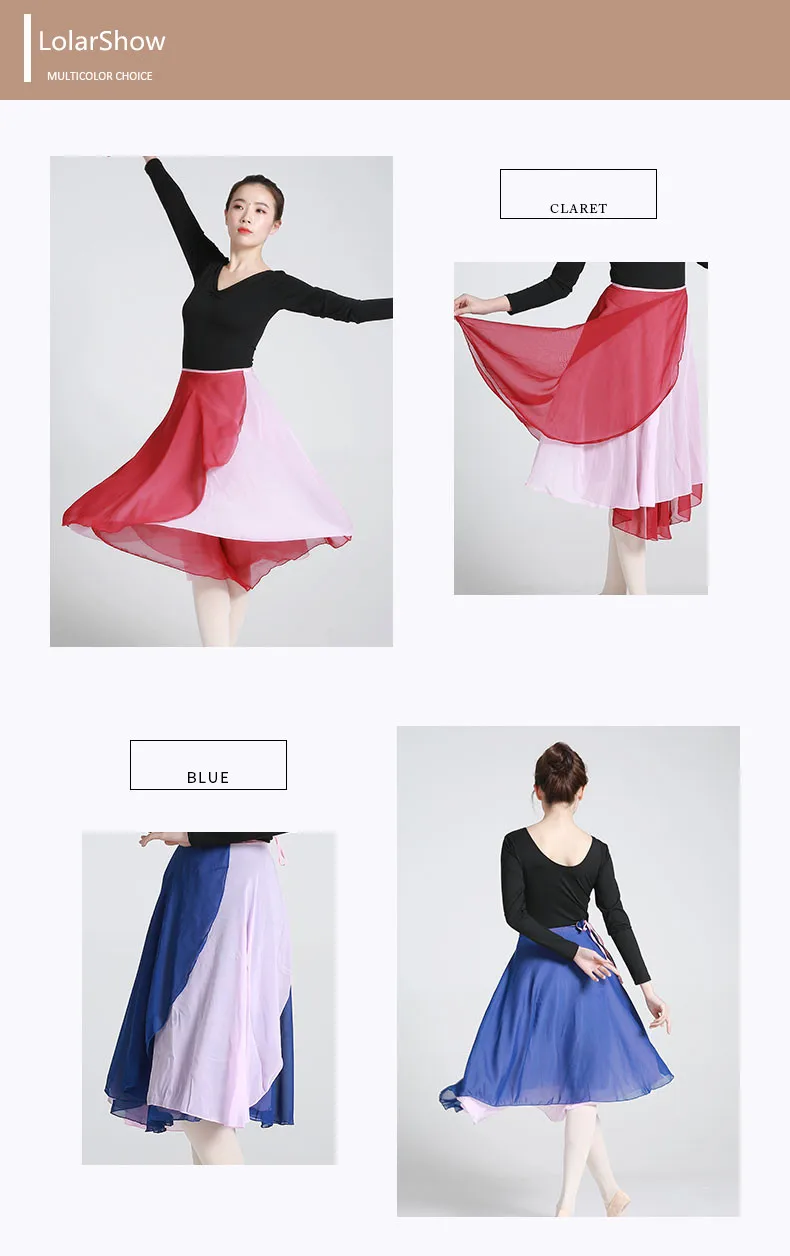 Ballet Dance Skirt Double Layer Ballet Long Chiffon Tulle Skirt Classical Dance Ballet Wrap 