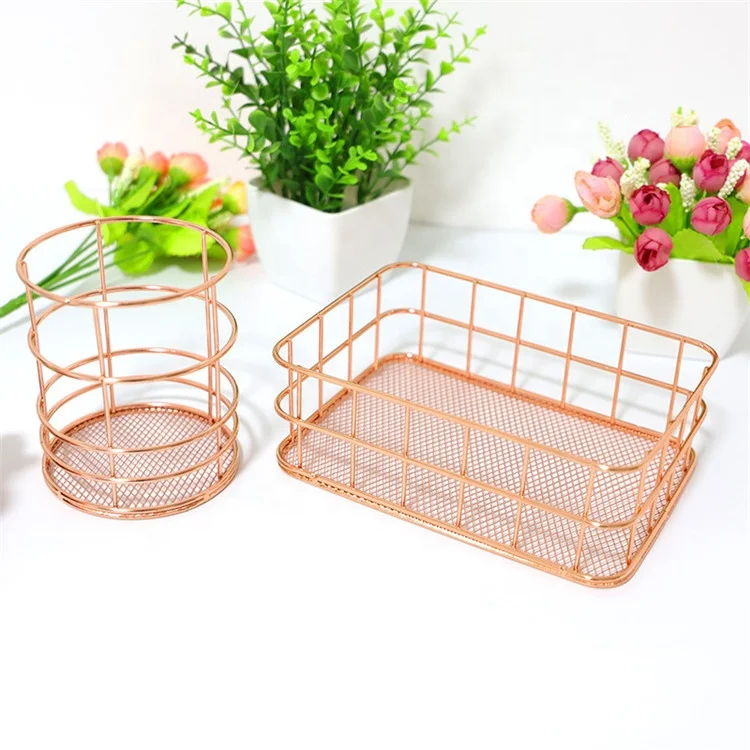 Cheap Wire Baskets And Bins Gold Wire Mesh Bins For Storage Decorating