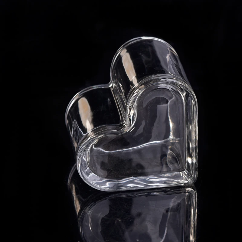 Wholesales Heart Candle Jars Glass Valentine Candle Holders Home Decoration