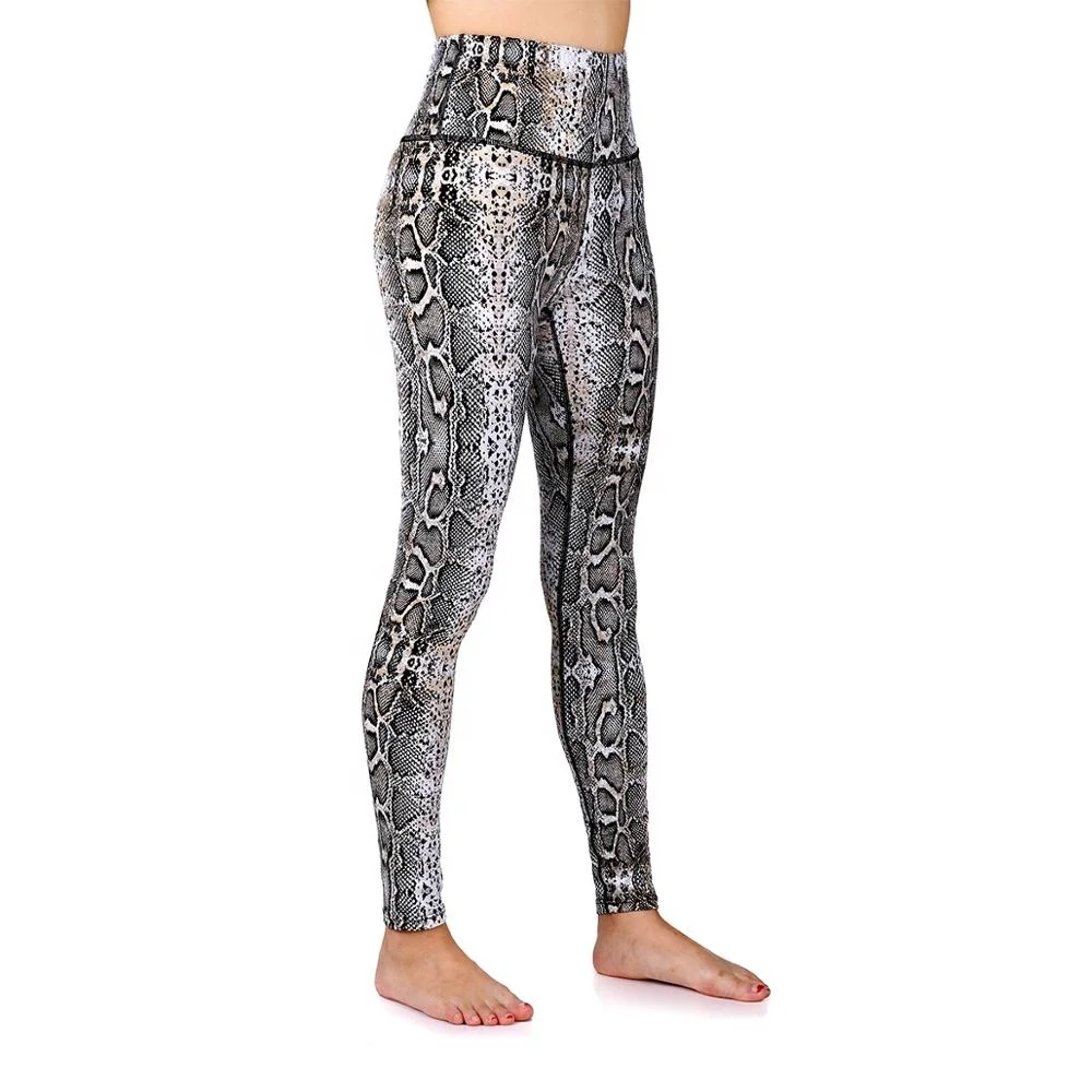 Women Nylon Dropship Snake Printed Custom Fitness Yoga Pants With Back ...