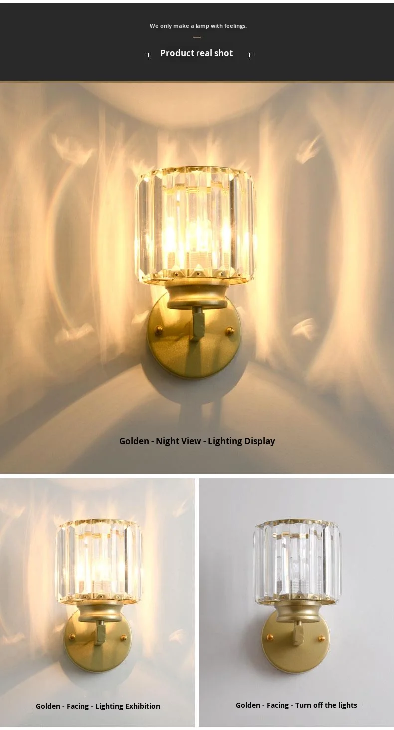 product luxury modern led crystal wall lamp for living room bedroom  corridor indoor home decor 220v iron body gold accent for hotels-6