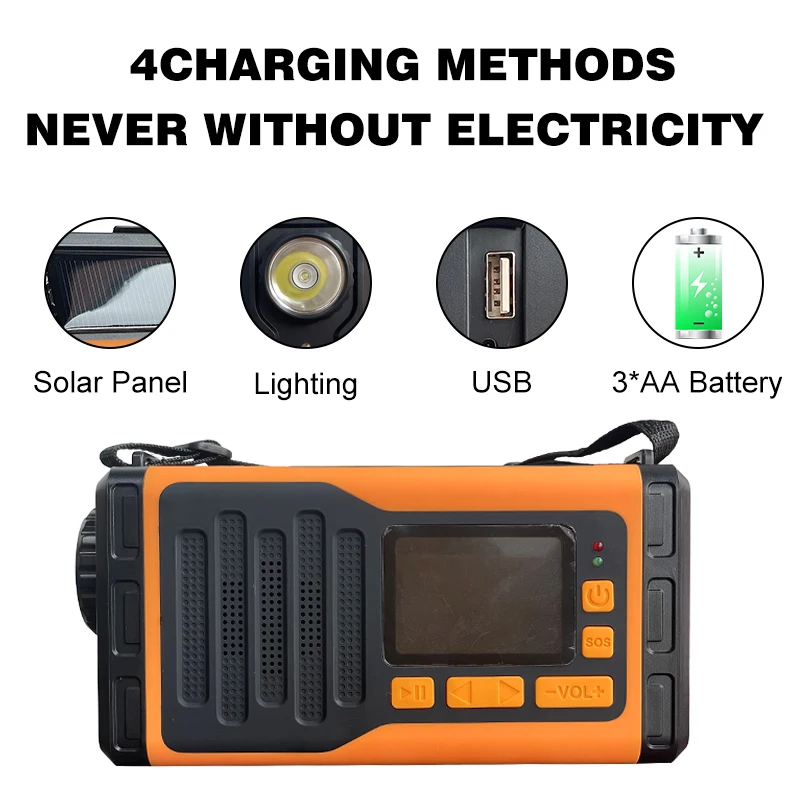 Outdoor Solar Hand Crank Emergency Radio With 5000 Mahpower Bank ...