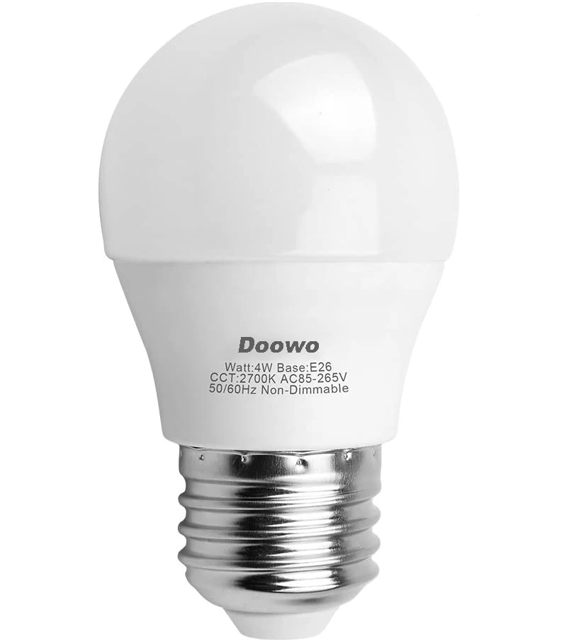 Doowo Di Globe 40 4 Watt Soft LED Bulb E26 Medium Screw Base 400 Lumens Lighting Non-Dimmable (Pack of 6) A15 Warm White 2700K