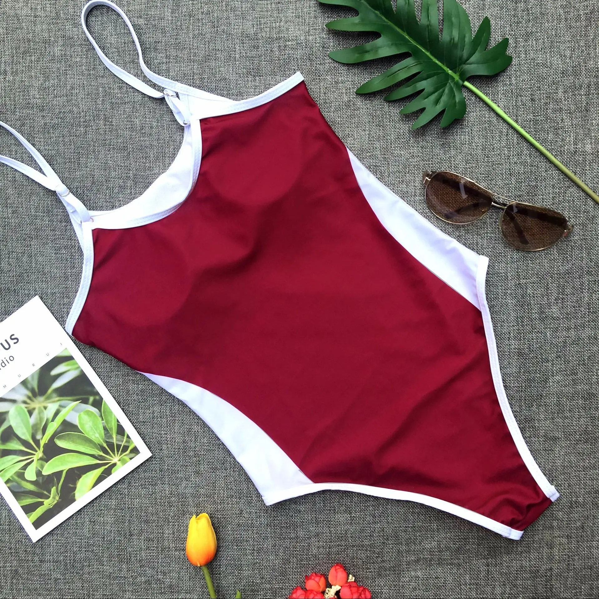 2020 Fashionable Sexy Beachwear Popular Bandage Stripe Bikini One Piece