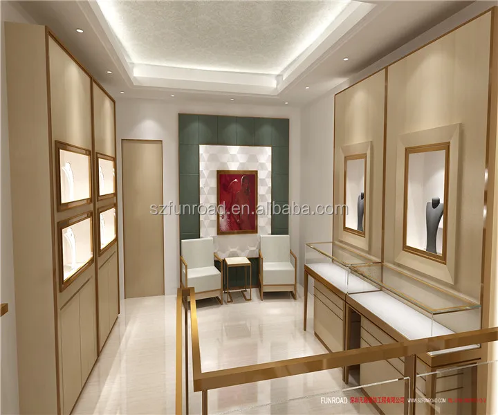 MDF material Jewelry Shop display showcase furniture Design / jewelry display showcase with led light