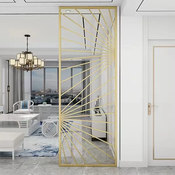 Modern Gold Partition Wall & Wrought Iron Screens Metal Room Divider