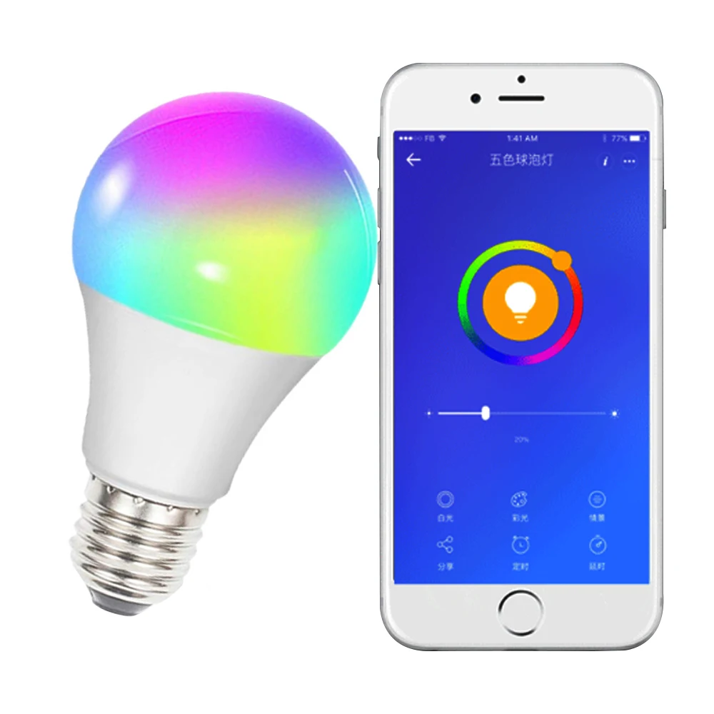 E27 E26 E22 WIFI Smart Bulb With RGB+CW Smart Led Bulb Dimmable 9W Smart Led Light bulbs