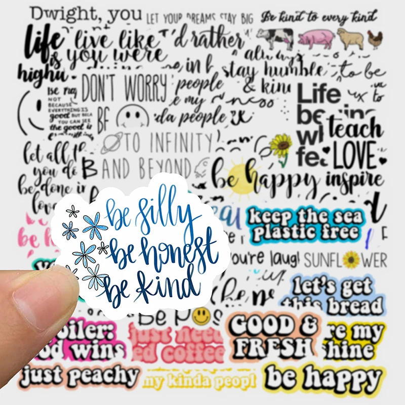 50pcs Pack Motivational Phrases Sticker Quotes Sentences Waterproof For