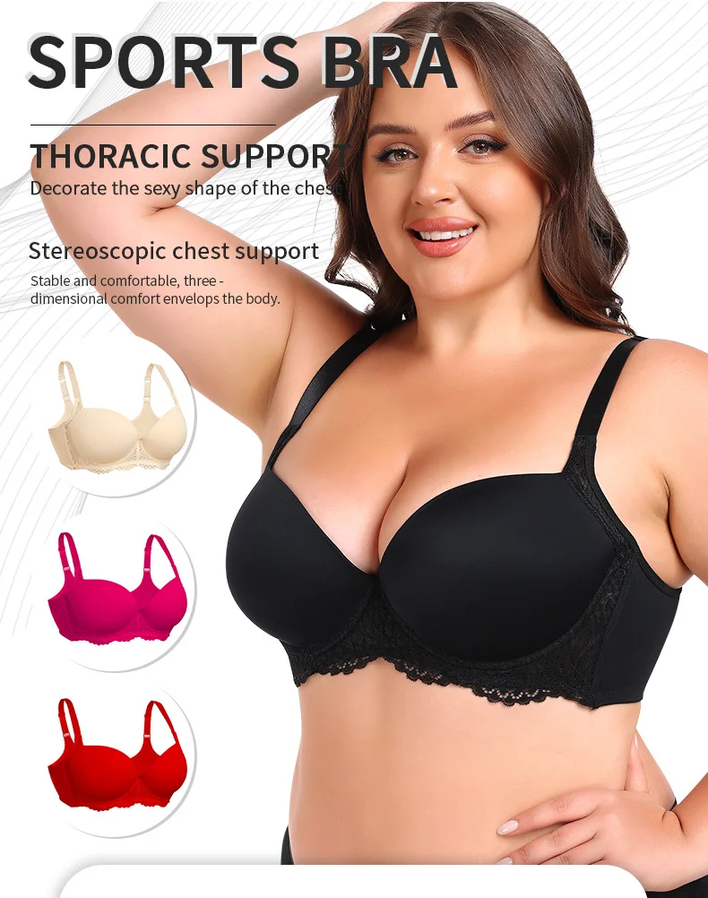 Cross-Border Large Size Bras Anti-Sagging & Breathable V2109005 Model with Steel Ring & Gathered Cups for Large Chest Wholesale