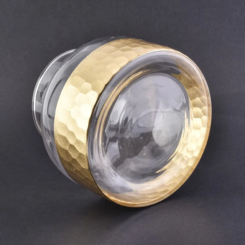 Crystal gold glass candle jar home decor