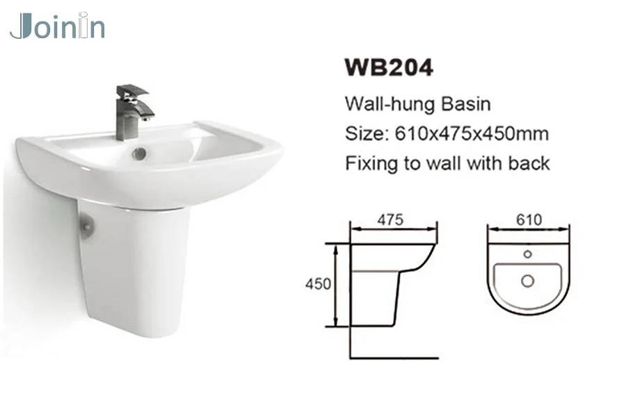 JOININ chaozhou cheap Sanitary Ware ceramic single hole  hand wash basin wall hung basin  (WB204)