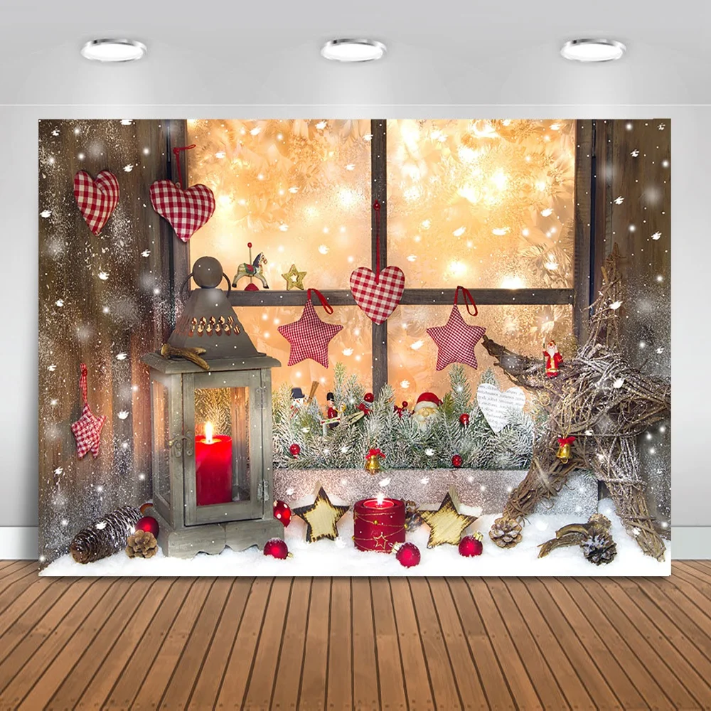 8X12FT-Christmas Tree Window Photography Backdrops Lighting Party Decoration Photo Studio Background 