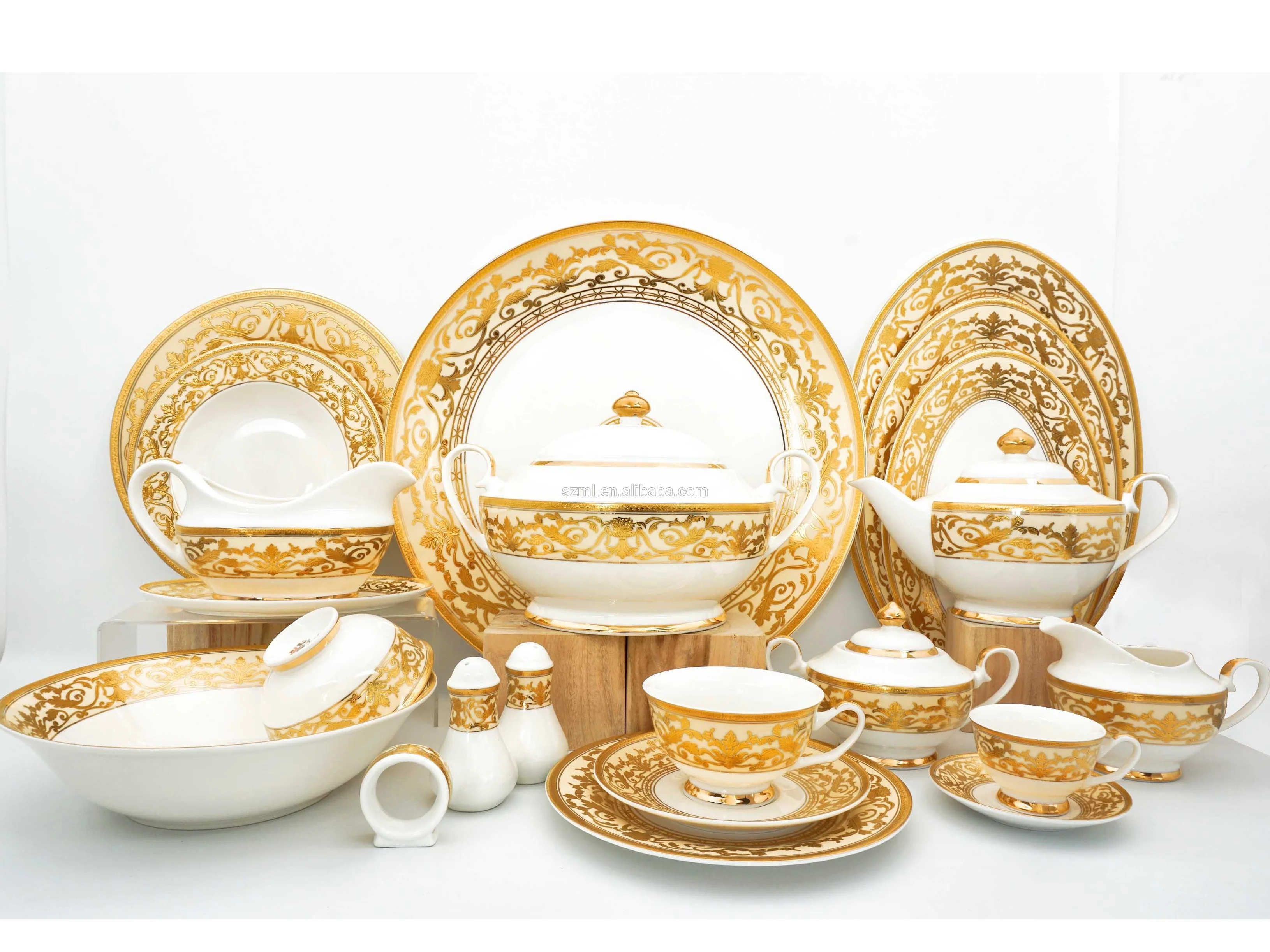 24k GOLD LUXURY DINNERWARE Printed 12 Piece Dinner Set Porcelain Gift  Wedding Kitchen Tableware Homedecor Glassware Fashion Gift Ideas 