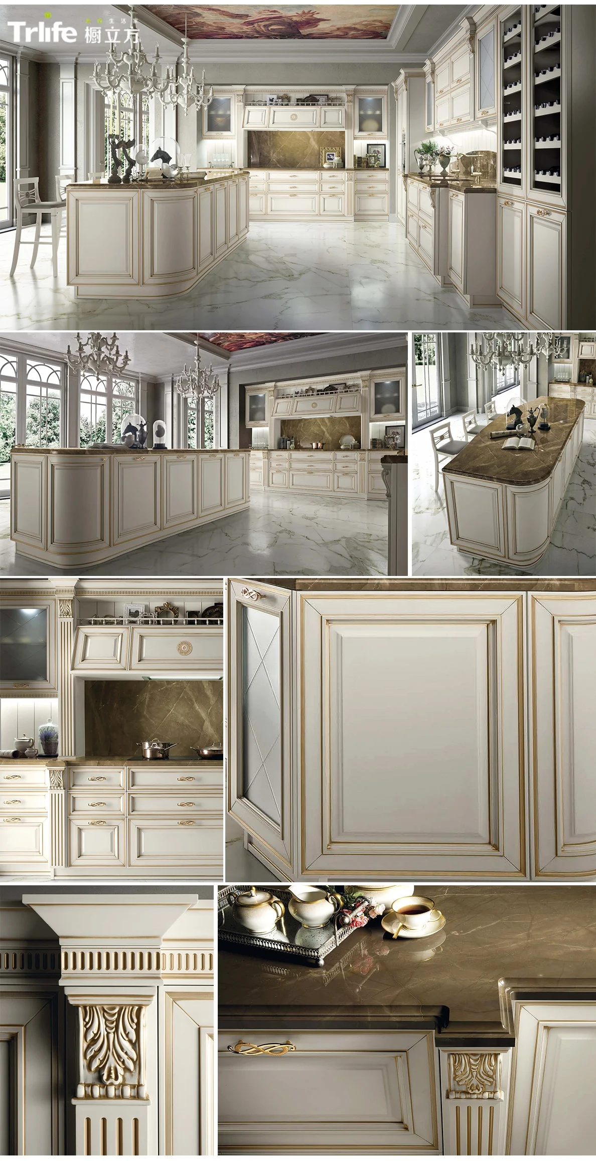 Customized l shaped simple classical design lacquet modular kitchen cabinet luxury european style  kitchen cabinet