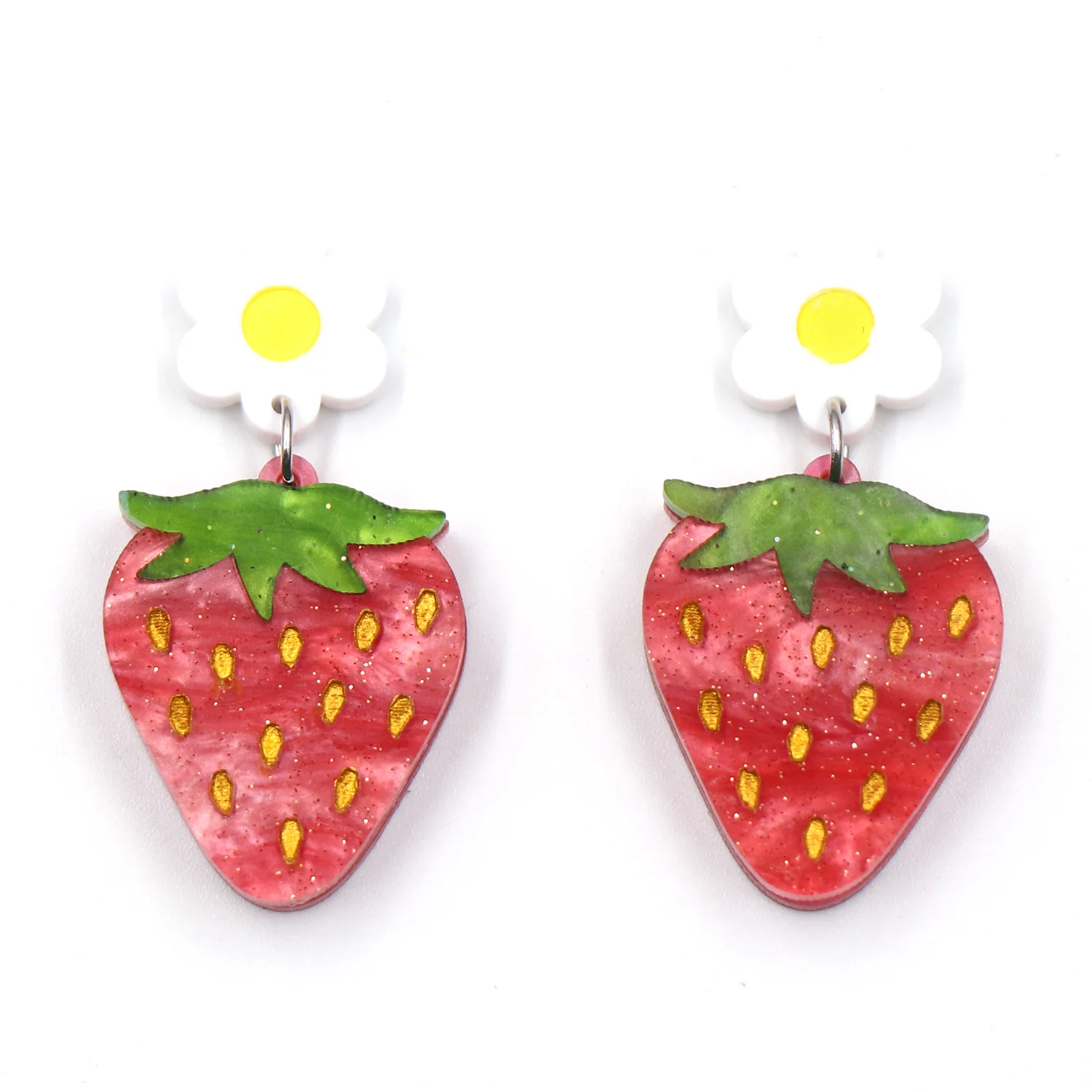 ERS266ER1600 1pair The new listing CN Drop strawberry Hand Painting Design cute Acrylic earrings Jewelry for women details