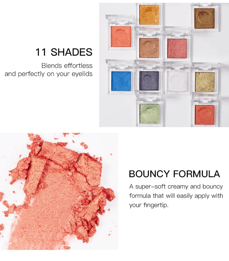 Domani Beauty Long Lasting Gold Custom Private Label Glitter Loose Pigment Cheap Red Makeup 11colors Single Eye Shadow Eyeshadow